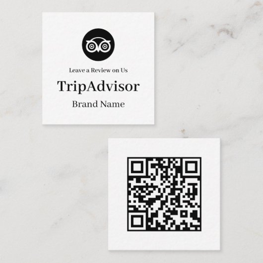 TripAdvisor QR | Custom Business Feedback Link Quadratische Visitenkarte (Vorne/Hinten)