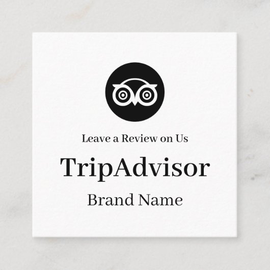TripAdvisor QR | Custom Business Feedback Link Quadratische Visitenkarte (Vorderseite)