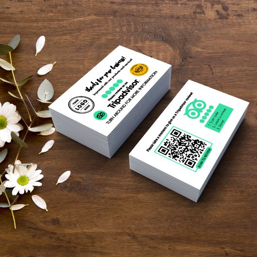 Tripadvisor Review Request Card mit QR Code Telefonnummerkarte