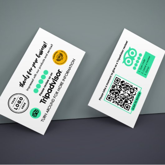 Tripadvisor Review Request Card mit QR Code Telefonnummerkarte