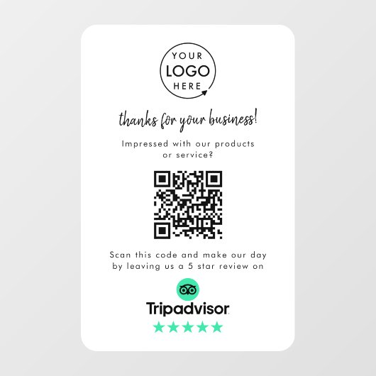 Tripadvisor-Reviews | Business Review QR Code Fensteraufkleber (Blatt)