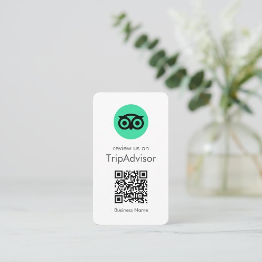 Tripadvisor-Reviews | Business Review QR Code Visitenkarte (Stehend Vorderseite)