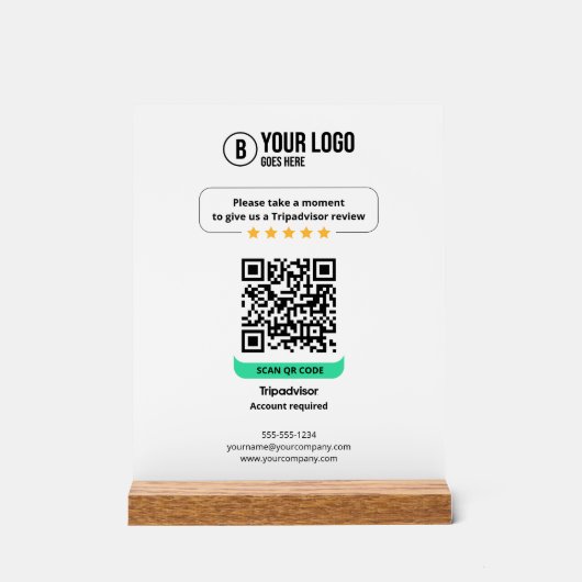 Tripadvisor reviews QR Code Rate Business 5 Star Acrylschild (Vorderseite)