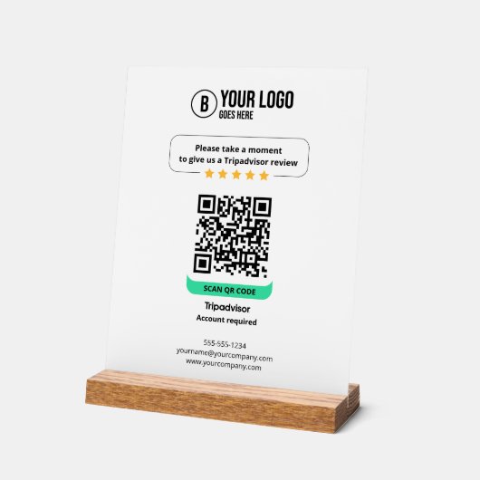 Tripadvisor reviews QR Code Rate Business 5 Star Acrylschild (Winkel)