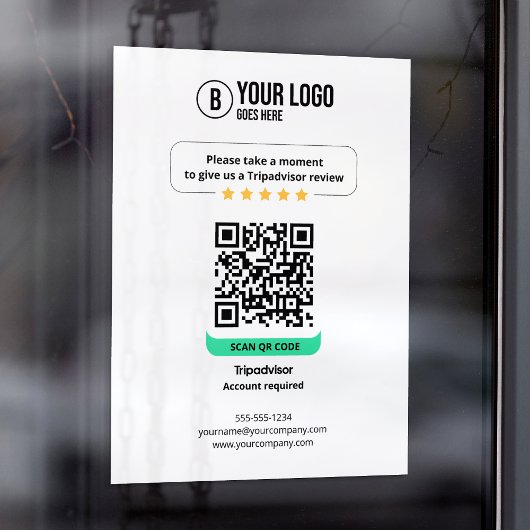Tripadvisor reviews QR Code Rate Business 5 Star Fensteraufkleber