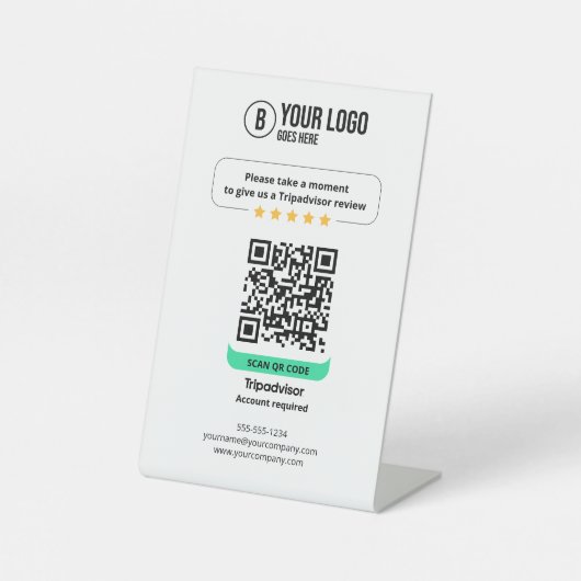 Tripadvisor reviews QR Code Rate Business 5 Star Sockelschild (Vorderseite)