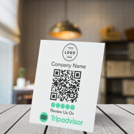 TripAdvisor-Testimonialanfrage-Podest mit QR-Code Sockelschild