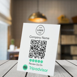 TripAdvisor-Überprüfungs-Anforderungspersonal mit  Sockelschild