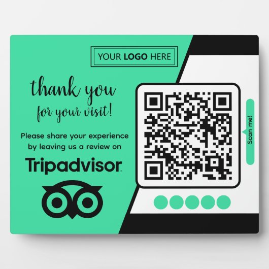 TripAdvisor-Überprüfungsanfrage mit Logo und QR-Co Fotoplatte (Vorderseite)