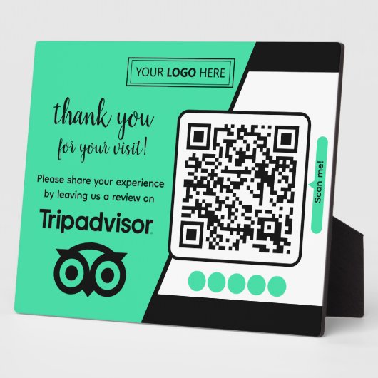TripAdvisor-Überprüfungsanfrage mit Logo und QR-Co Fotoplatte (Seite)