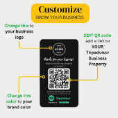 TripAdvisor-Überprüfungsanfrage mit Logo und QR-Co Visitenkarte