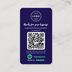 TripAdvisor-Überprüfungsanfrage mit Logo und QR-Co Visitenkarte