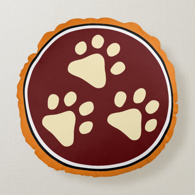 #Tripawds 3-Paw Plush Pillow Rundes Kissen (Vorderseite)