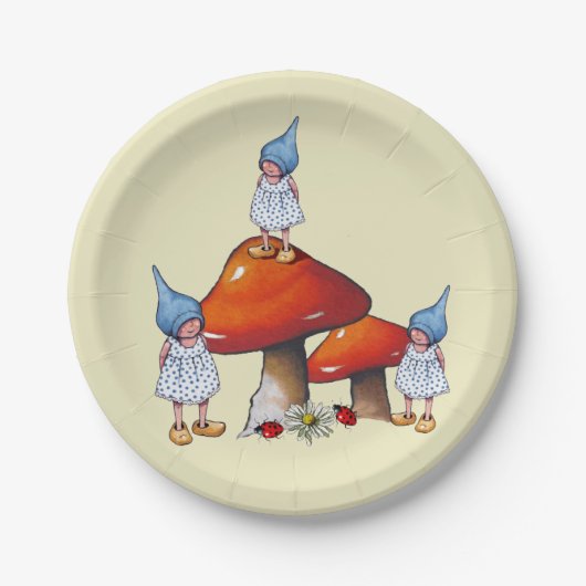 Tripet Gnomes-Mädchen, Toadstool-ursprüngliche Pappteller (Vorderseite)