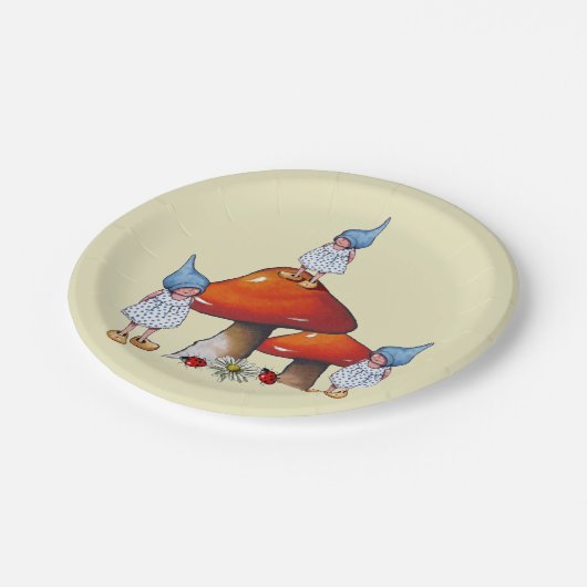 Tripet Gnomes-Mädchen, Toadstool-ursprüngliche Pappteller (Schrägansicht)