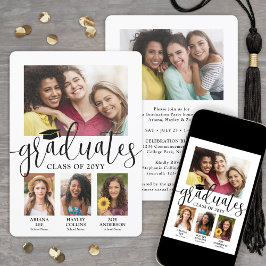 Triple Abschluss 3 Graduate Foto Collage Joint Ankündigung