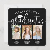 Triple Abschluss Foto Collage Schwarz-weiß Joint Ankündigung (Vorderseite)