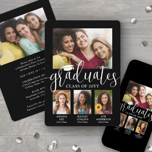 Triple Abschluss Foto Collage Schwarz-weiß Joint Ankündigung