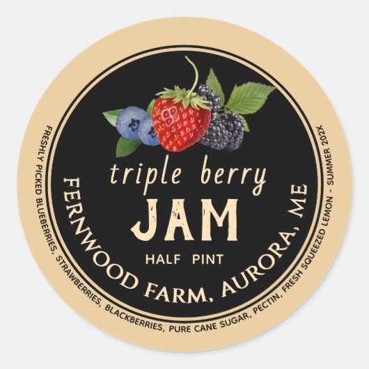 Triple Berry Jam Classic Round Sticker (Vorderseite)