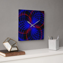 Triple Blueberry Color Geometric Square Wall Clock Quadratische Wanduhr