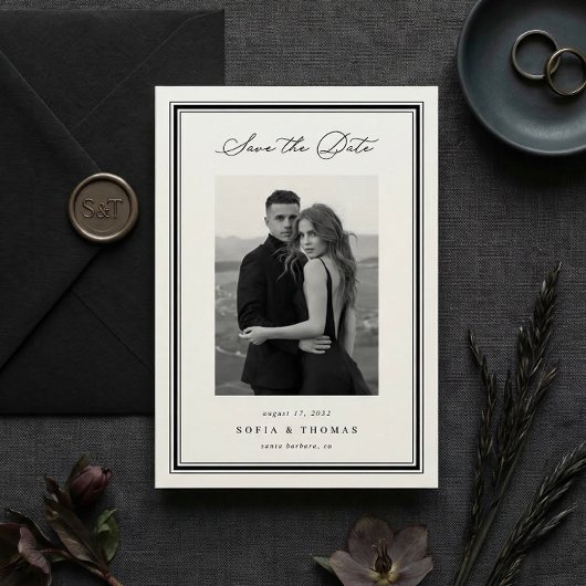Triple Border | Simple Elegant Photo Wedding Save The Date
