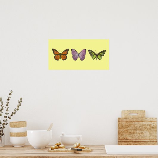 Triple Butterfly Poster Horizontal (Küche)