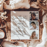 Triple Celebration 3 Photo Graduation Save The Date<br><div class="desc">Triple up the graduates celebrations with a triple graduation save the date announcement! These modern 3 photo graduation party save the date cards feature,  3 of your favorite photos,  the graduates names,  class of,  and high school name.</div>