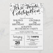 Triple Celebration Confetti Faux Silver Invitation Einladung (Vorderseite)