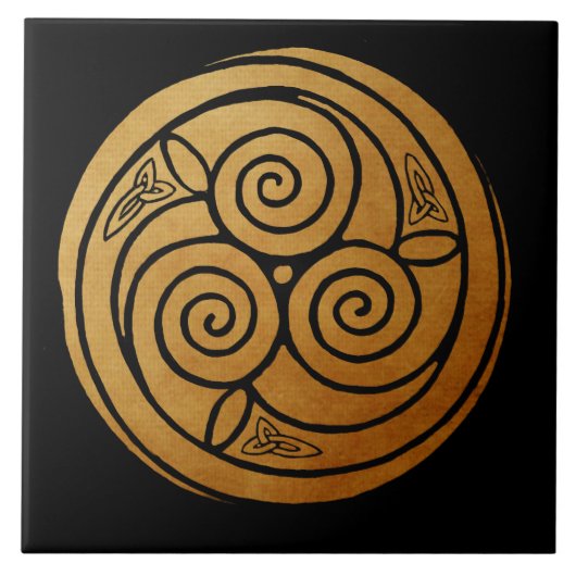 Triple Celtic Knot Swirl Mandala Fliese (Vorderseite)