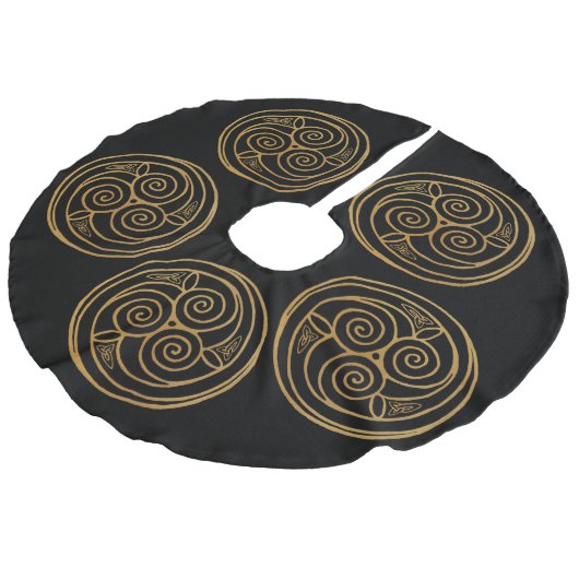Triple Celtic Knot Swirl Mandala Leinenimitat Weihnachtsbaumdecke (Schrägansicht)