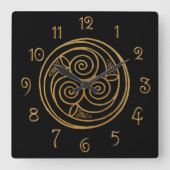Triple Celtic Knot Swirl Mandala Quadratische Wanduhr (Vorderseite)