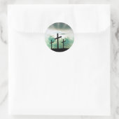 Triple Cross mit Blue Sky Hintergrund Runder Aufkleber (Tasche)