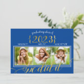 Triple CUSTOM COLOR Gold Frame Graduiertenfotokart Ankündigung (Stehend Vorderseite)