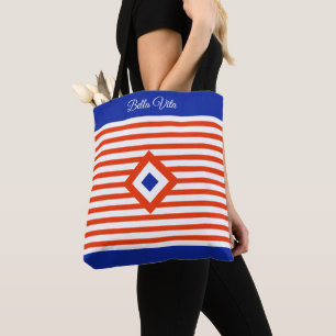 Triple Diamond auf roten und weißen Streifen Tasche