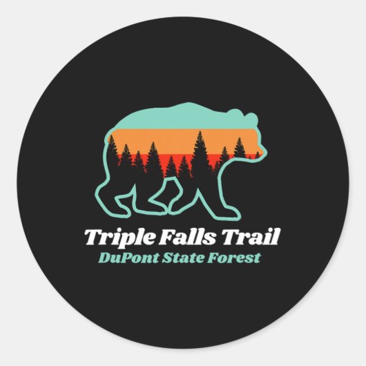 Triple Falls Trail Dupont Staat Forest Bear Souven Runder Aufkleber (Vorderseite)