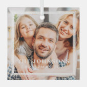 Triple Frame Moderner Chic Familienurlaub Foto Ornament Aus Glas (Vorderseite)