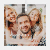 Triple Frame Moderner Chic Familienurlaub Foto Ornament Aus Glas (Rückseite)