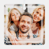 Triple Frame Moderner Chic Familienurlaub Foto Ornament Aus Metall (Vorderseite)