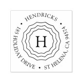 Triple Frame Monogram Round-Rücksendeadresse Permastempel (Design)