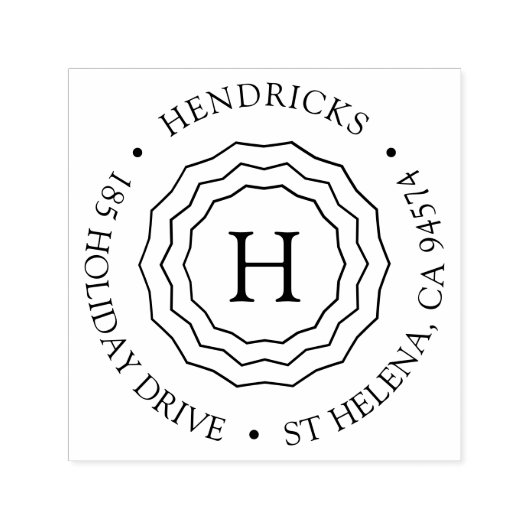 Triple Frame Monogram Round-Rücksendeadresse Permastempel (Design)