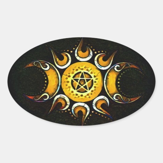 Triple Goddess Crowned - Dunkel Ovaler Aufkleber (Vorderseite)