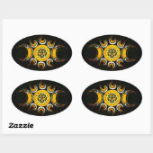 Triple Goddess Crowned - Dunkel Ovaler Aufkleber (Blatt)