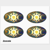 Triple Goddess Crowned - Göttliche Gewerkschaft Ovaler Aufkleber (Blatt)