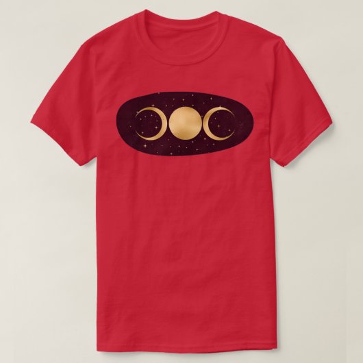 Triple Goddess in Stars Gold on Wine T-Shirt (Design vorne)