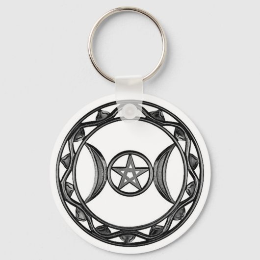 Triple Goddess mit Pentagram Schlüsselanhänger (Vorderseite)