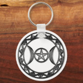 Triple Goddess mit Pentagram Schlüsselanhänger (Vorderseite)