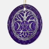 Triple Goddess mit Pentagram und Baum des Lebens Keramik Ornament (Links)