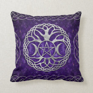 Triple Goddess mit Pentagram und Baum des Lebens Kissen