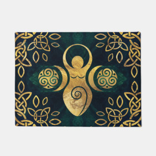 Triple Goddess mit triskele - Gold und Grün Fußmatte