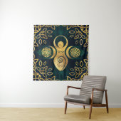 Triple Goddess mit triskele - Gold und Grün Wandteppich (Beispiel)